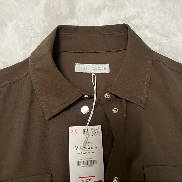 Zara Brown Drawstring Waist Utility Jacket - Picture 3 of 5